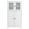 Slim Freestanding Bathroom Storage Cabinet with Adjustable Shelf & Double Glass Doors